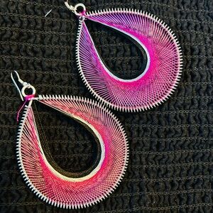 Elegant Pink and Silver Teardrop Earrings